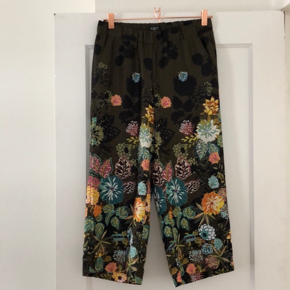 Loft floral wide leg crop pants - Picture 2 of 8